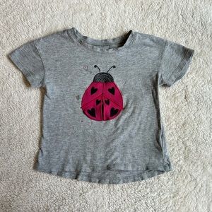 GAP gray ladybug short sleeve t shirt, girl, size 3T, 100% cotton